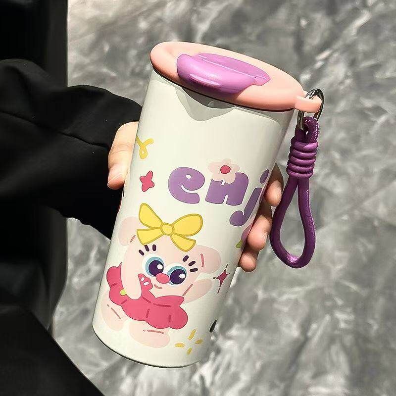

Large-Capacity Thermos Cup for Women, Good-Looking Ice Cup, Portable Car Coffee Cup, Outdoor Sports Water Bottle, Tea Cup Pink Purple (500ml + Stainless Steel Liner)