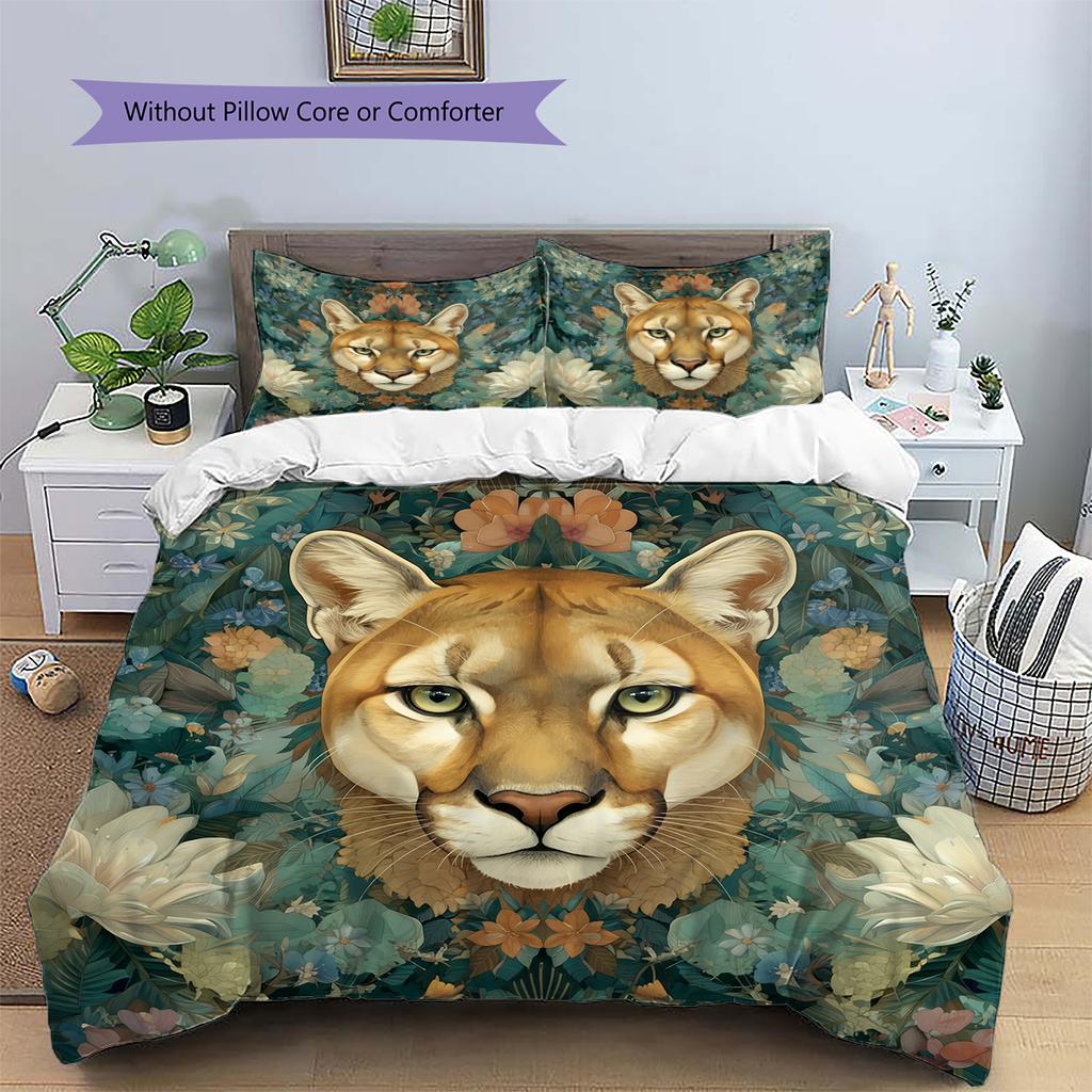 Cougar Pattern Bedding Home Decoration Birthday Gift (1 * duvet cover + 2 * pillowcase, without core)