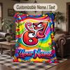 Rainbow Theme Throw Blanket Custom Name Text Personalized Blanket Soft Cozy Blanket for Home Sofa Bed