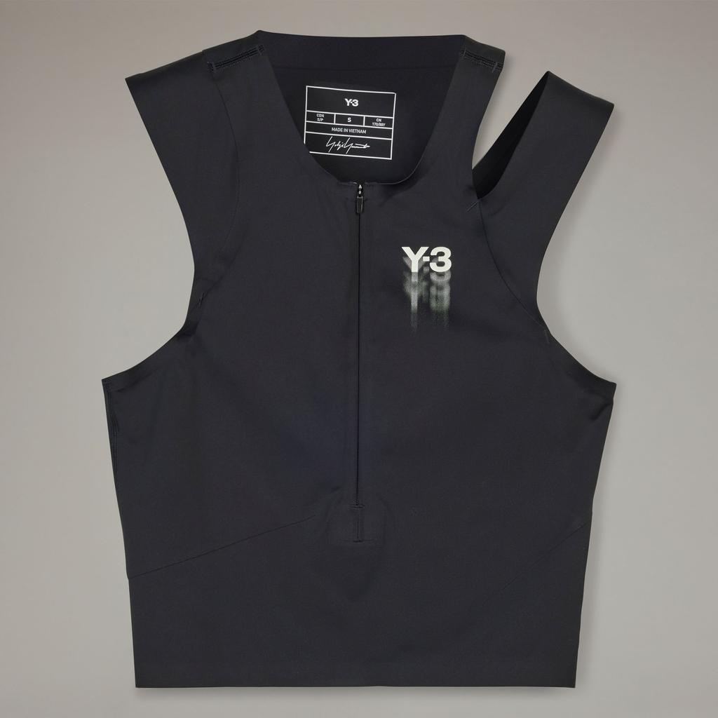 Adidas Letter And Number Print Slim Fit Zip Design Sleeveless Tank Top Women Tops Black IR7103