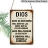 2D Flach, 1 Stück Spanisches Gelassenheitsgebet Metall Hängeschild, 12x8 Zoll (30x20cm) Rustikales Aluminiumschild für Zuhause, Kirche, Café, Bar - Einfach aufzuhängen