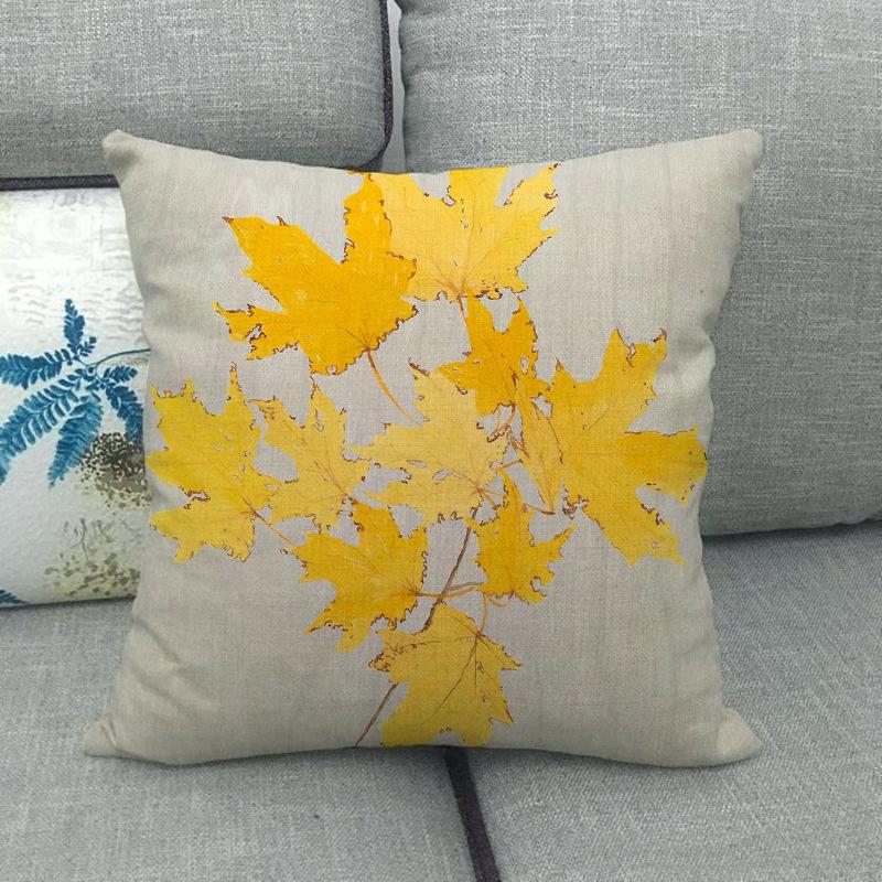 Autumn Maple Plants Digital Printing Short Plush Pillow Covers Decorative For Car Sofa Office Cushion Cover Home Goods