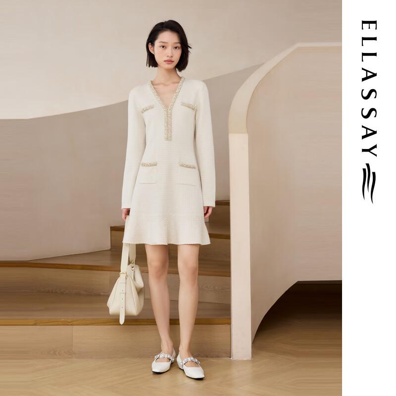 

ELLASSAY 2026 Early Spring Merino Wool Blend A-Line Midi Dress (EWE371M05900) M