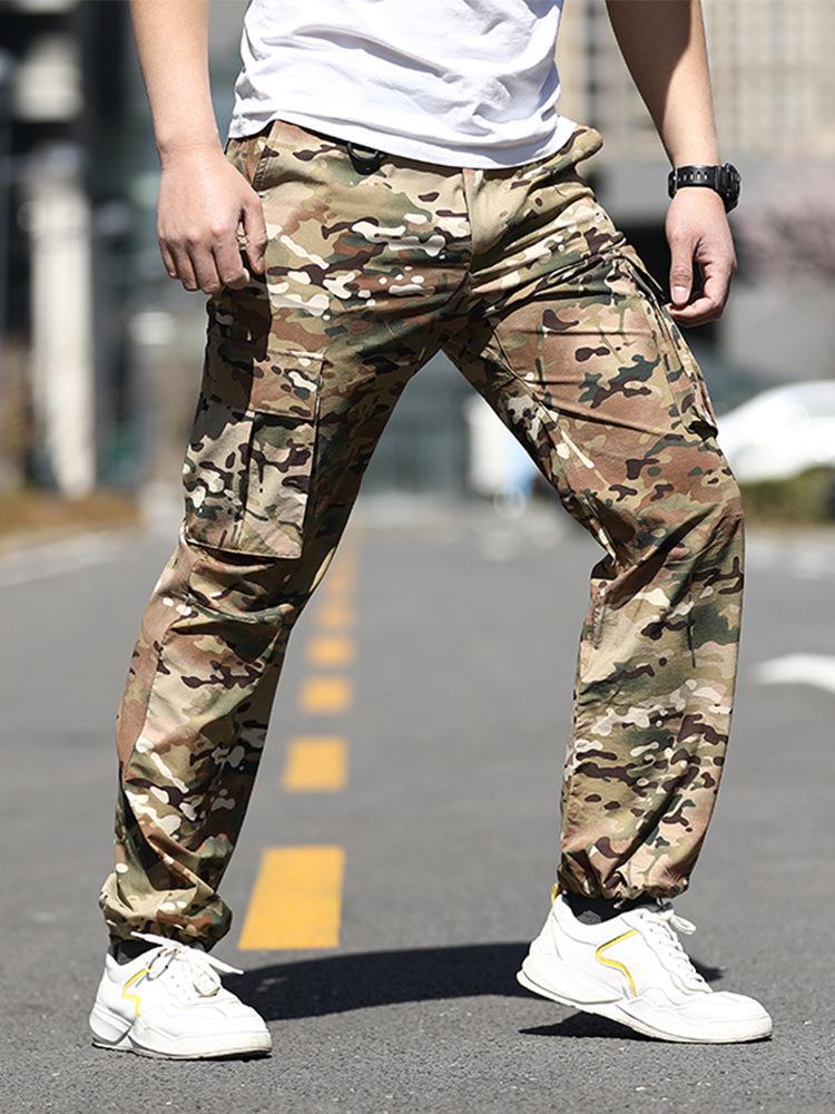 Huanlong Herren Schnelltrocknende Camouflage Taktische Hose: Wasserabweisend, Dehnbar, Ideal für Outdoor-Klettern im Sommer.