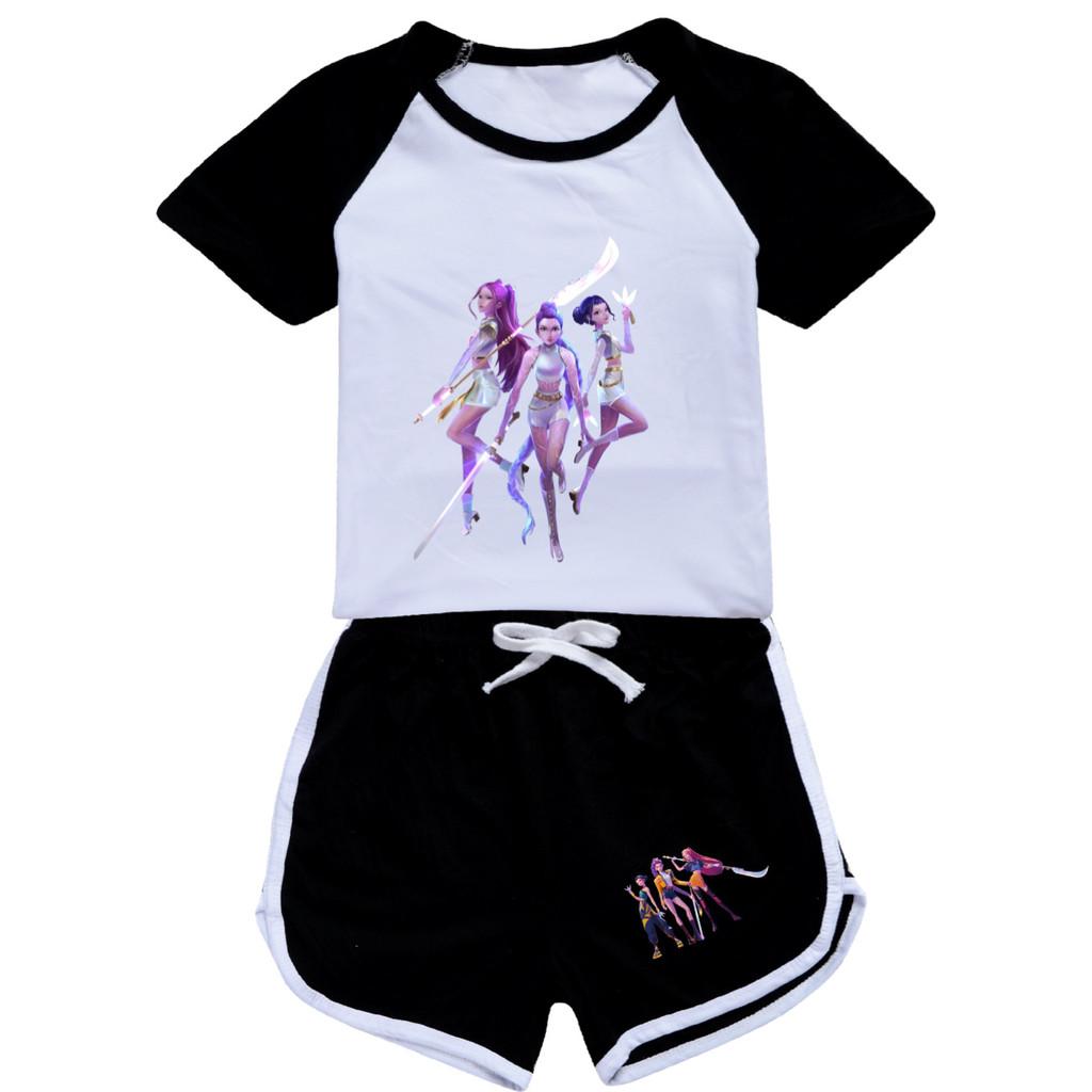 4968 Kids Girls POP Rumi Zoey Mira Print T-shirt Shorts Sport Tracksuit Clothes Set