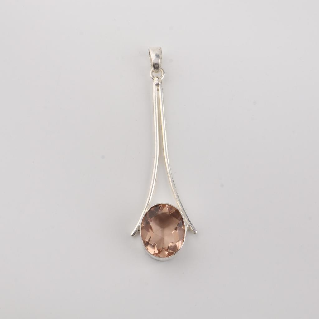 Peach Tourmaline Gemstone 925 Sterling Silver Handmade Jewelry Designer Pendant 1.79" For Mother PP-69-18