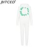 BITCED Women's Spring/Autumn/Winter Sweatshirt Set Foam-Printed Fashion Sports Long-Sleeved Hooded Sweatshirt
