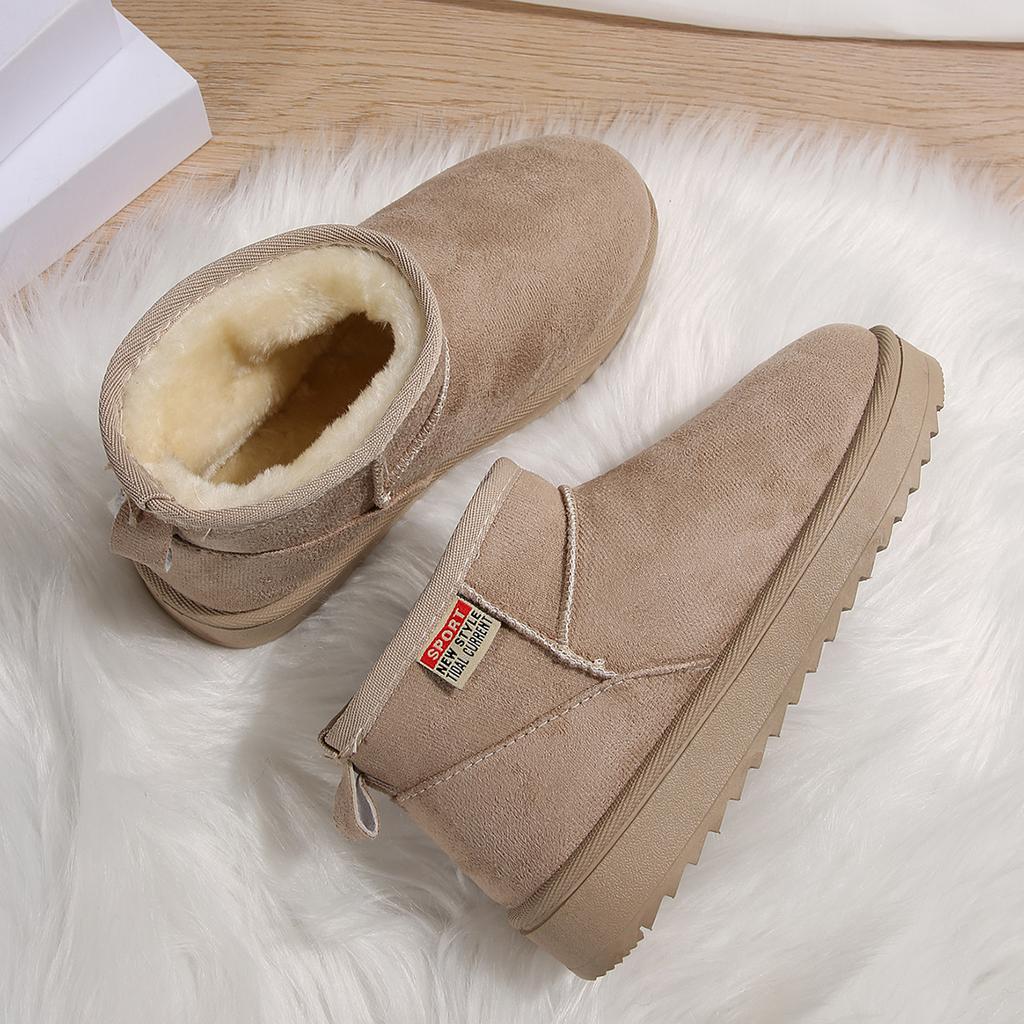 fashion 2024 new winter women's boots round toe solid color suede flat bottom short fashion boots