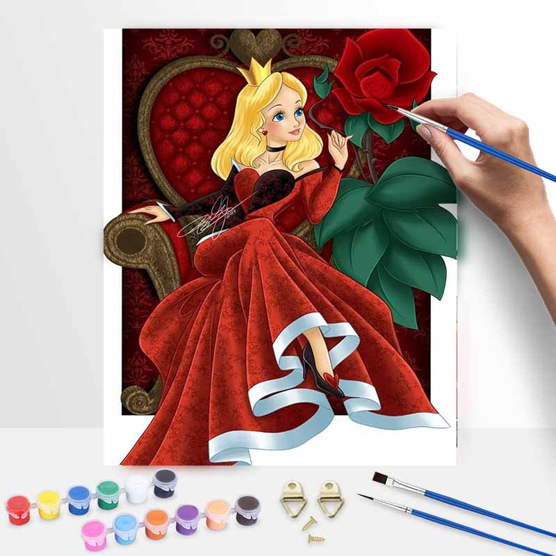 Disney Alice in Wonderland Queen of Hearts Oil Painting Kit Home Decor Gift 20x30cm