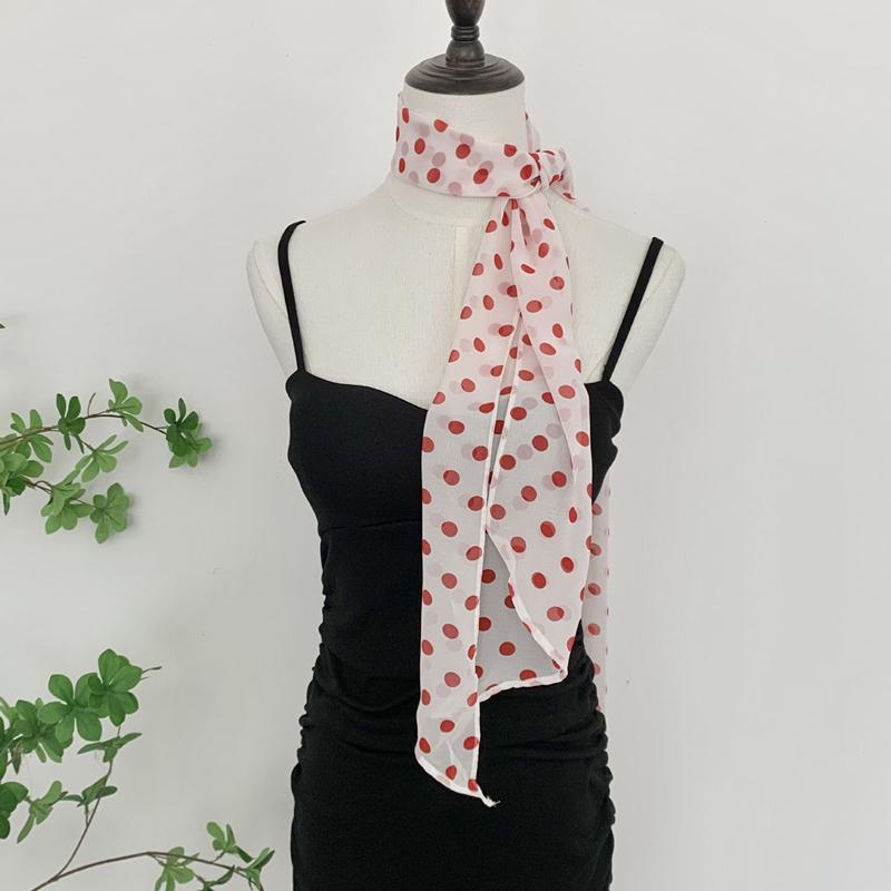 Fashion Thin Polka Dot Long Ribbon Scarf Shawl Elegant Neck Protection Neckerchief Narrow Tie Neck Scarf Costume Accessories