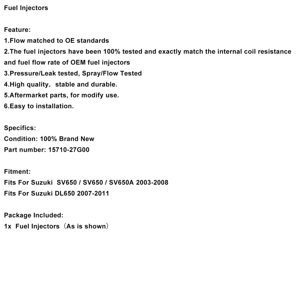 15710-27G00 Fuel Injectors For Suzuki SV650 03-08 DL650 07-11