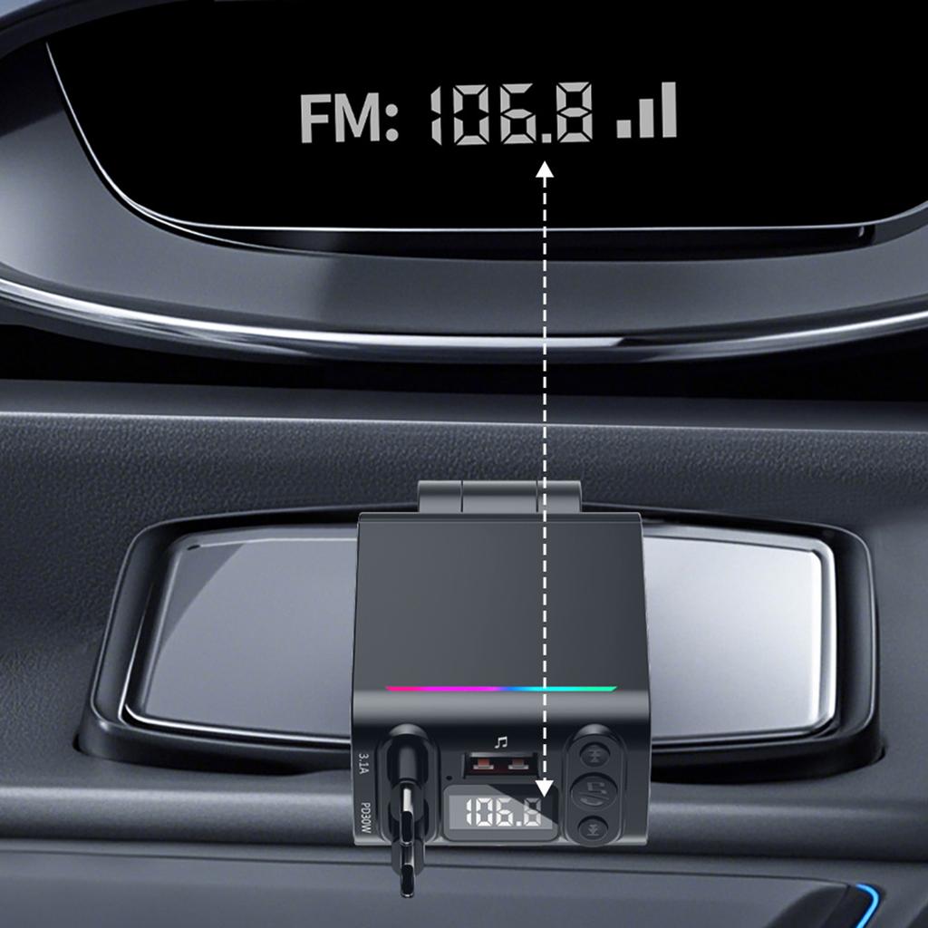 C88 USB Car Charger Cigarette Lighter Adapter with Dual Retractable Cable Bluetooth-Compatible 5.3