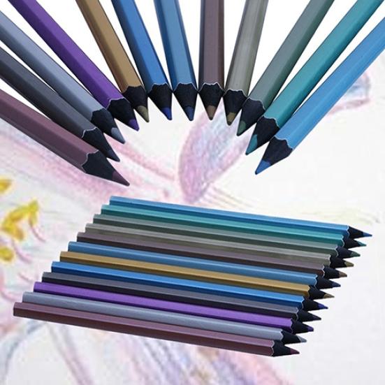 12 Colors Metallic Non-toxic Drawing Pencils Painting Sketching Pens Kids Gifts