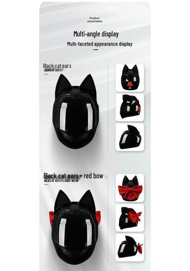 Women's Cat Ears Full Face Motorcycle Helmet for All Seasons