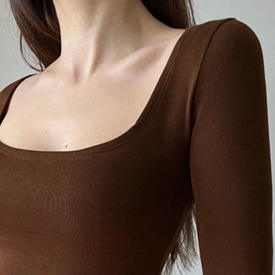 Crop top pentru femei, cu gât pătrat, mâneci lungi, tricou scurt tricotat, culoare pură, pulover elastic, bluză de petrecere în club