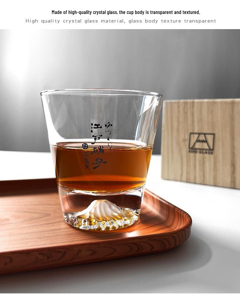 Japanischer Mount Fuji Glasbecher: Kreativer Becher mit Schneekappe für Tee, Milch, Whiskey oder Bier