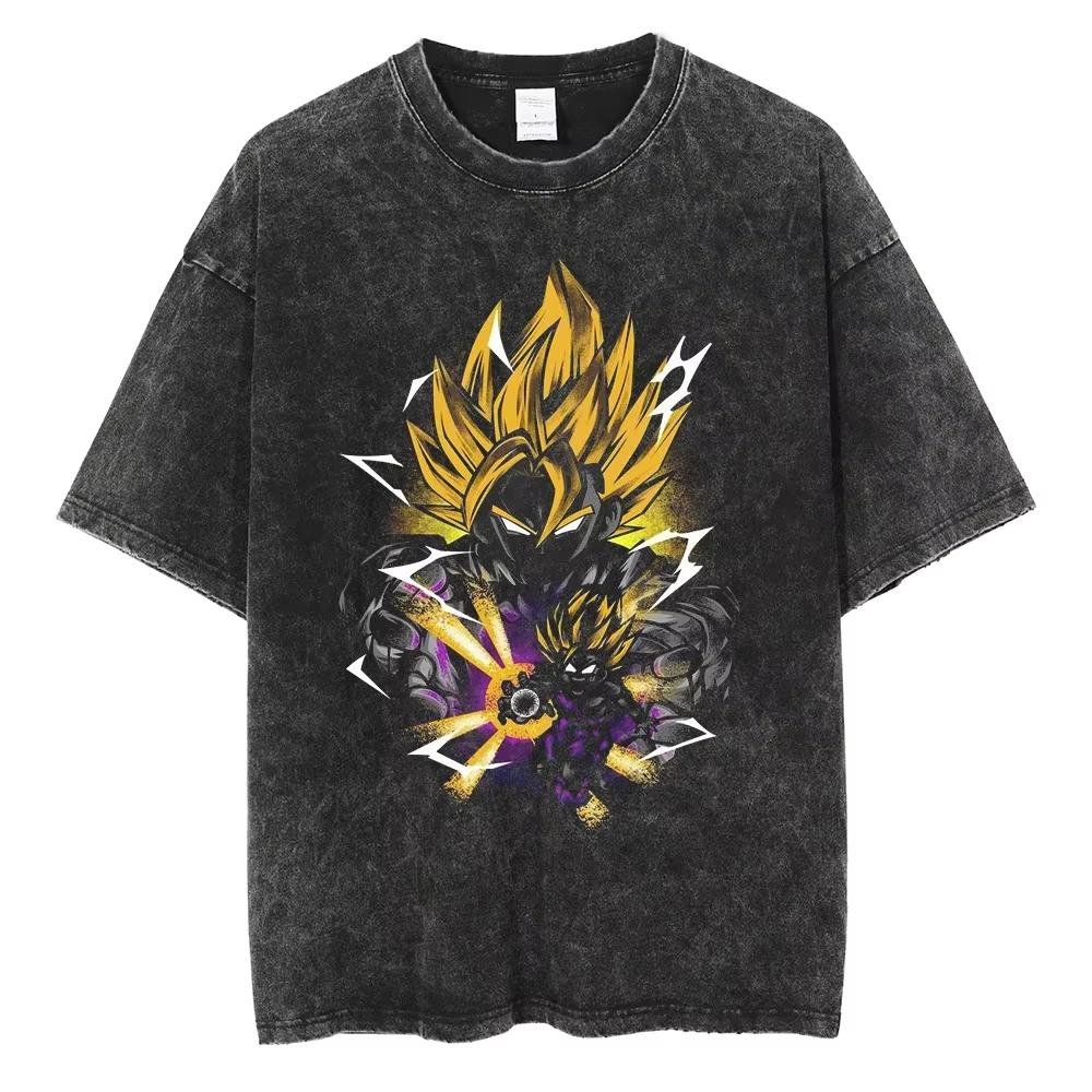 Son Goku Dragon Ball Vintage Vintage Harajuku T-shirt Lavé Coton Streetwear Homme Manches Courtes Oversize Femme