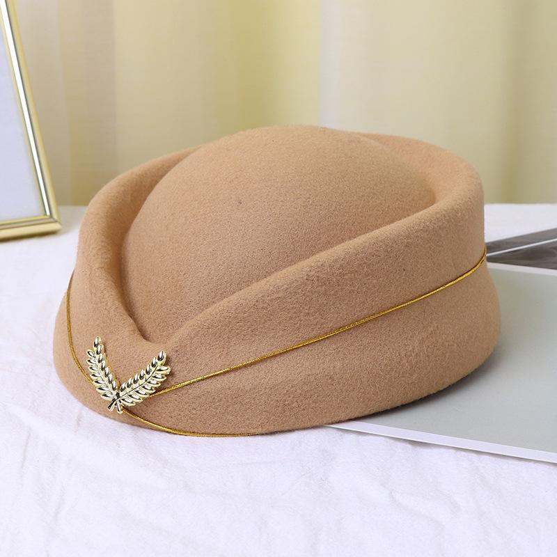 Damen Woll-Barett Hutband Tanzhut Performance-Hut Etikette Hut