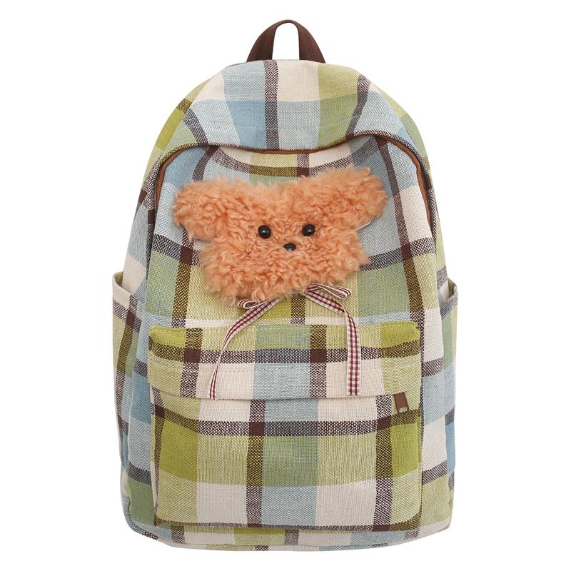 Women Plaid Backpack Campus Student Schoolbag Travel Backpack