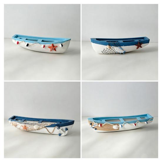 Modellino di Barca in Legno Oceanica Fatto a Mano Stile Spiaggia Rustica Statuetta Canoa Ornamento da Tavolo a Tema Nautico per Soggiorno Camera da Letto