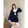 Achai's Plus size JK Original Preppy Sailor Collar Sailor Suit Slimming Versatile Cake Skirt Short dress Set Summer