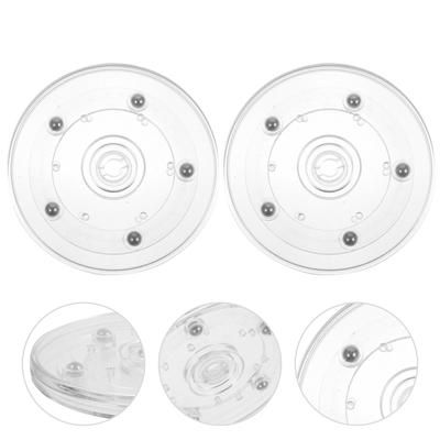 2 Pcs Tray Acrylic Transparent Turntable Revolving Condiment Holder Metal Round Rotating Seasoning Bottle