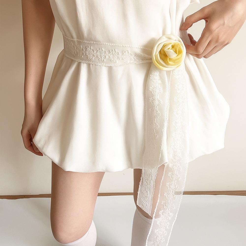 

Korean Style Lace Waistband Y2K Lace Scarf Fashion Vine Flower Waist Belt Spicy Girls жёлтый