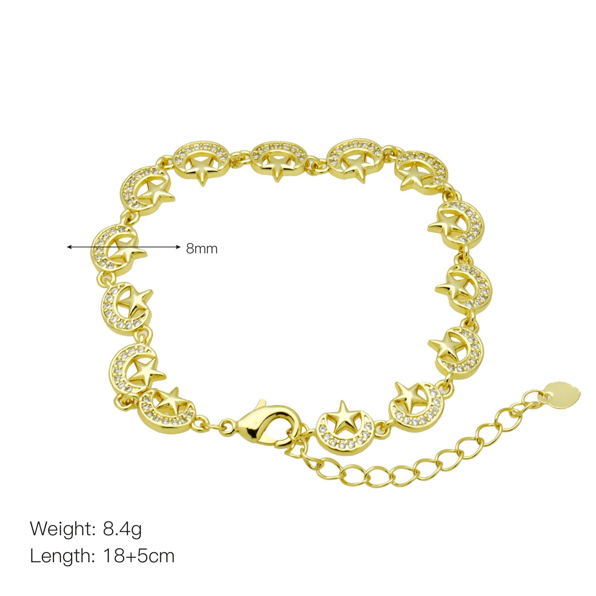 

Love Peach Heart Butterfly Moon Star Bracelet Bracelet Women S Copper Gold-Plated Zirconium Jewelry