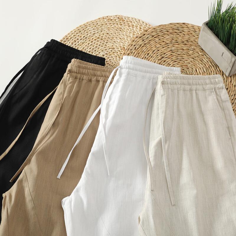 Romon Men s Casual Linen Blend Harem Cropped Pants M