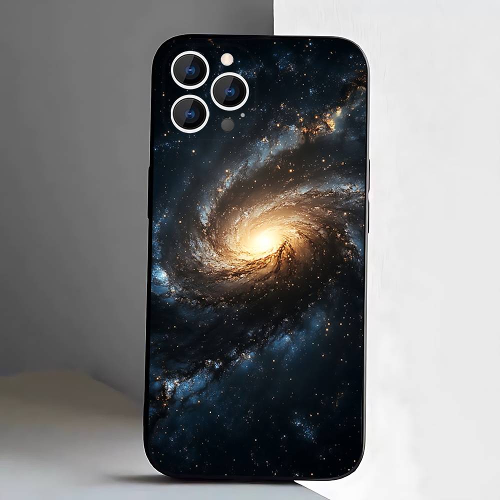 Weltraum Für Galaxie Universum Handyhülle Für iPhone 17,16,15,14,13,12,11,Pro,XS,Max,XR,Plus,E,SE4,Mini Schwarzes Weiches Cover