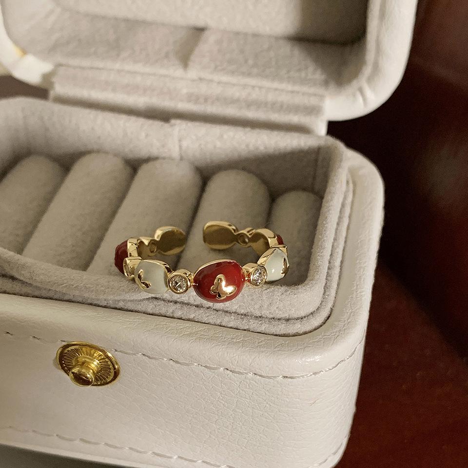 

Art Deco Geometric Colorful Drip Glaze Butterfly Ring Light Luxury High-end Adjustable Vintage Gentle Temperament Women s Index Finger Ring