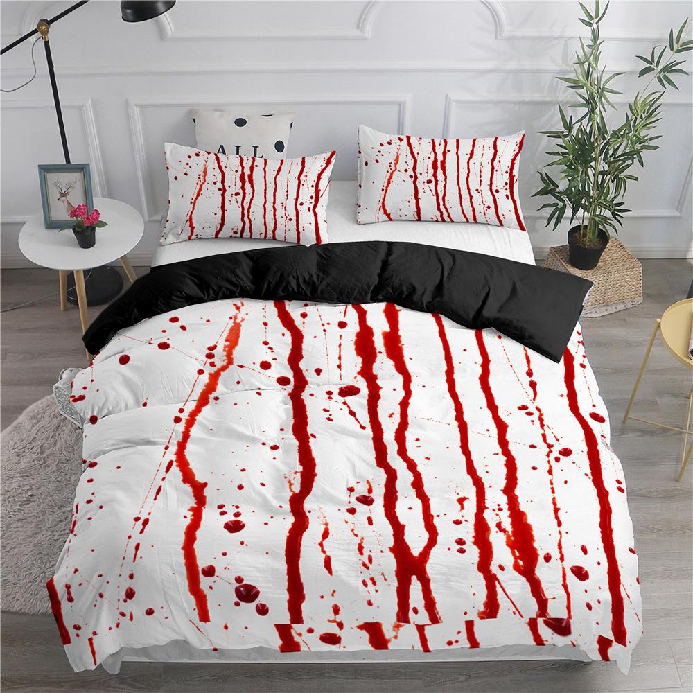 Halloween King Queen Duvet Cover Horror Blood Hand Bedding Set For Teens Scary Red Blood Stains 2/3pcs Polyester Quilt Cover