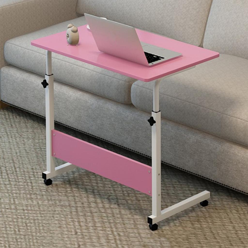 Liftable Bedside Table 60 X 40cm C Shape Metal Frame Mobile Laptop Desk for Home Sofa