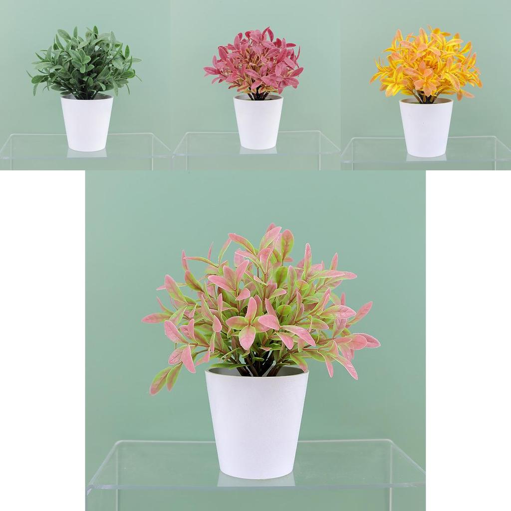 Faux Indoor Greenery Plastic Pot Small Potted Plant For Home Decor And Office Space
