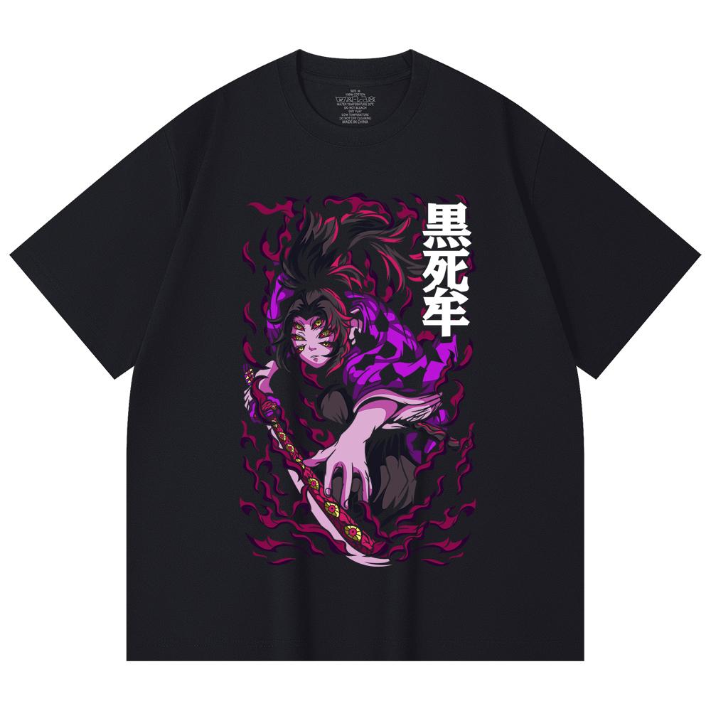230 Gsm 100% Cotton Demon Slayer V83 Kokushibo Print Unisex Heavy Cotton T Shirt