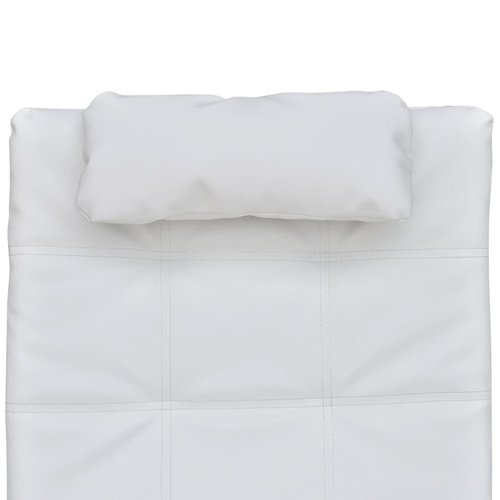 White Faux Leather Chaise Lounge with Cushions