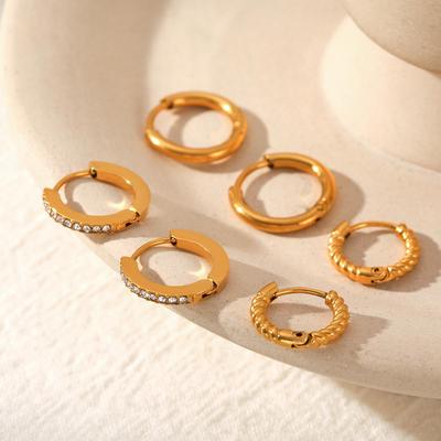 Stainless Steel Niche Design Circle Earrings Set - Luxury Titanium Stud Earrings for European & American Markets