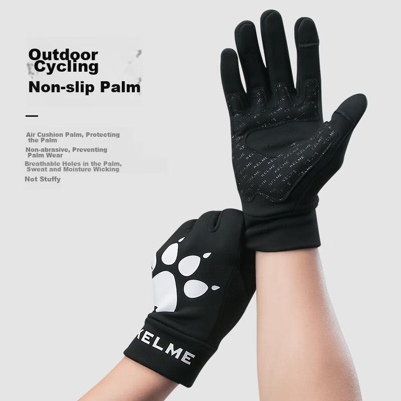 KELME Cycling Gloves for Winter, Warm Running Gloves for Men And Women, Fleece-Lined Outdoor Electric Bicycle Windproof Touchscreen Skiing Gloves