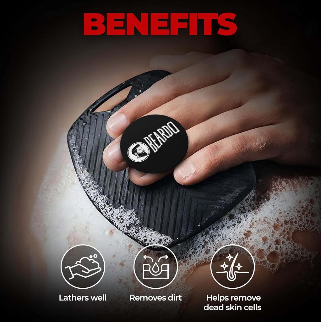 Beardo Activated Charcoal Body Wash100ml With Silicone Scrubber For Men Deep Cleaning Oil Control Daily Use Set 1