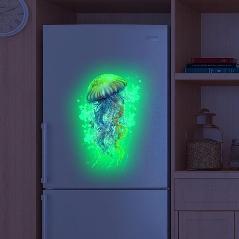 Marine Animals Creative Self-adhesive Wall Decal For Bathroom Waterproof Luminous Decals Home Decor Luminous Toilet Sticker