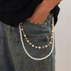 Double Layered Pearls Flower Pants Chain for Adult Unisex Trousers Chain Decorative Wallet Chain Stylish Waist Ornament