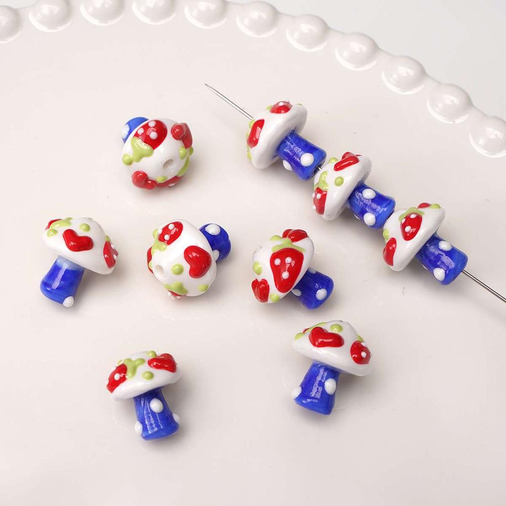 1 pezzo [17x16mm] Perline a forma di fungo in Vetro Colorato Dipinte a Mano Perline Fungo Tridimensionali Accessori Fai da Te per Gioielli Fatti a Mano
