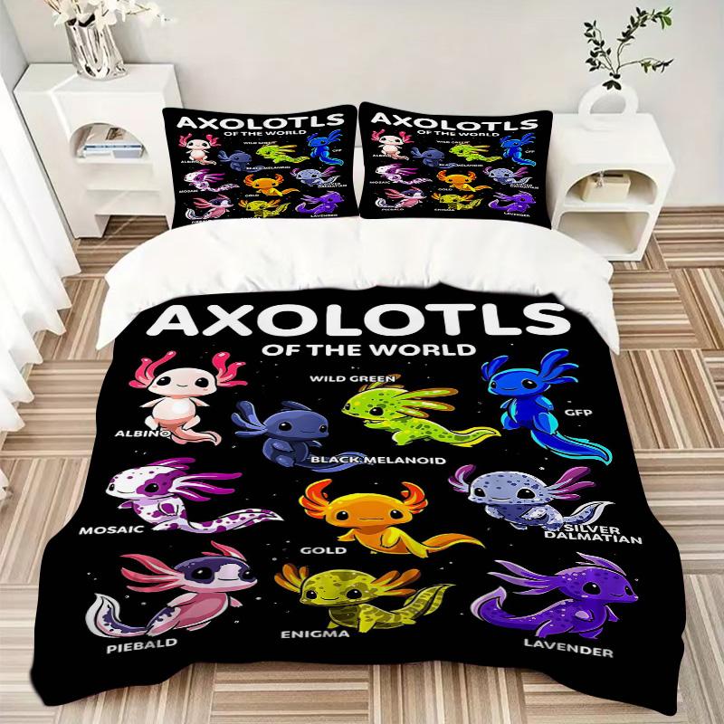 Axolotls World Print 3Pcs Bedding Setduvet Cover With 2 Bedropillowcase Home Birthday Gift