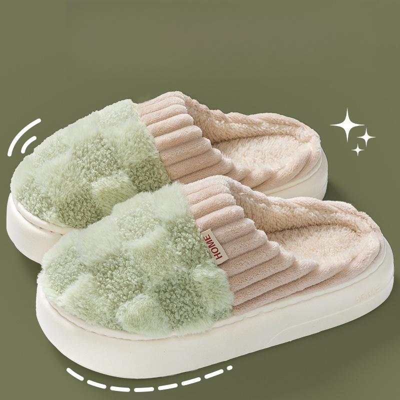 Cotton Slipper Women'S Non-Slip Plus Cashmere Warm Month Slipper Indoor Home Men Cute Fluffy Cotton Mop