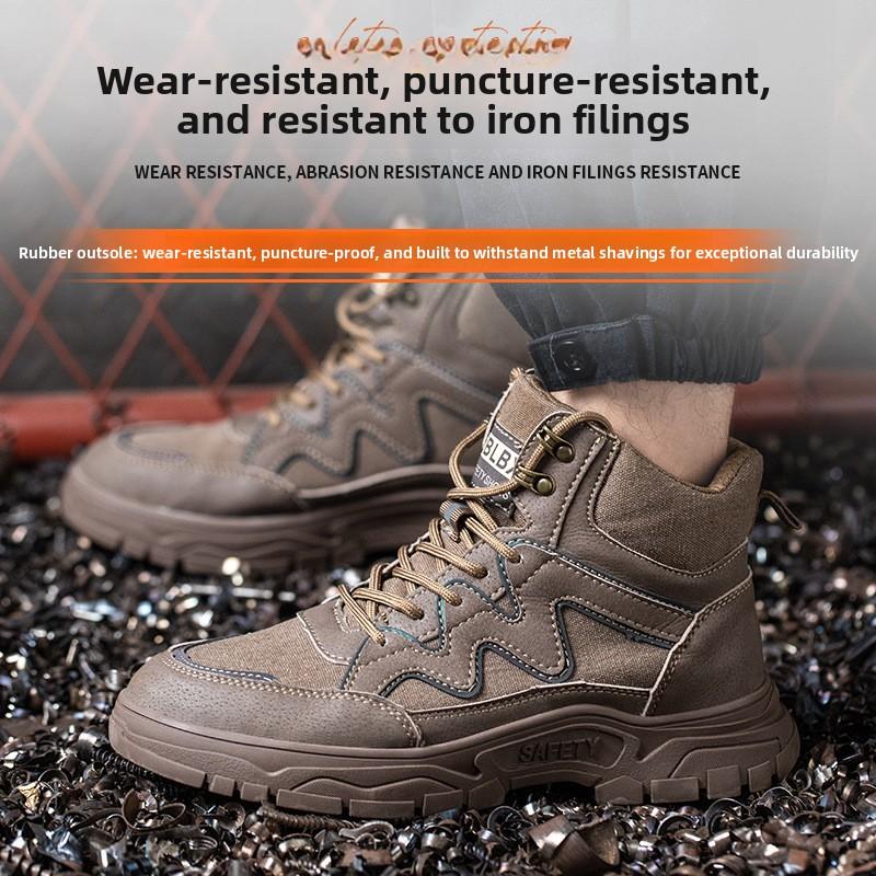 Steel Toe Safety Boots Steel Toe Soft Soled Safety Winter Warm Men's Sneakers Puncture Proof Wear-resistant Work Shoes for Men