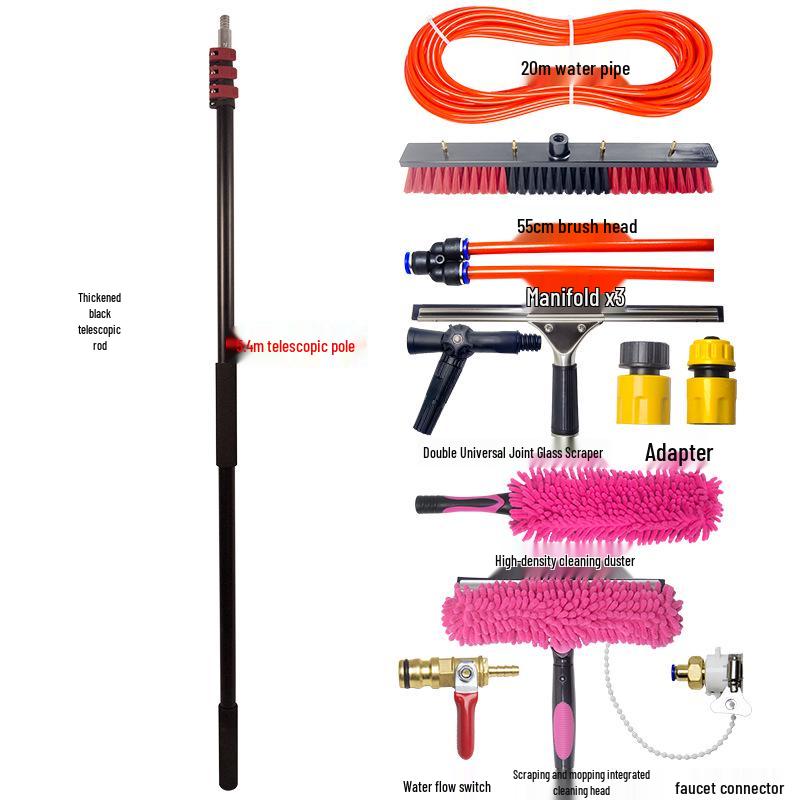 20-60 Ft Solar Panel & Window Cleaning Brush Kit