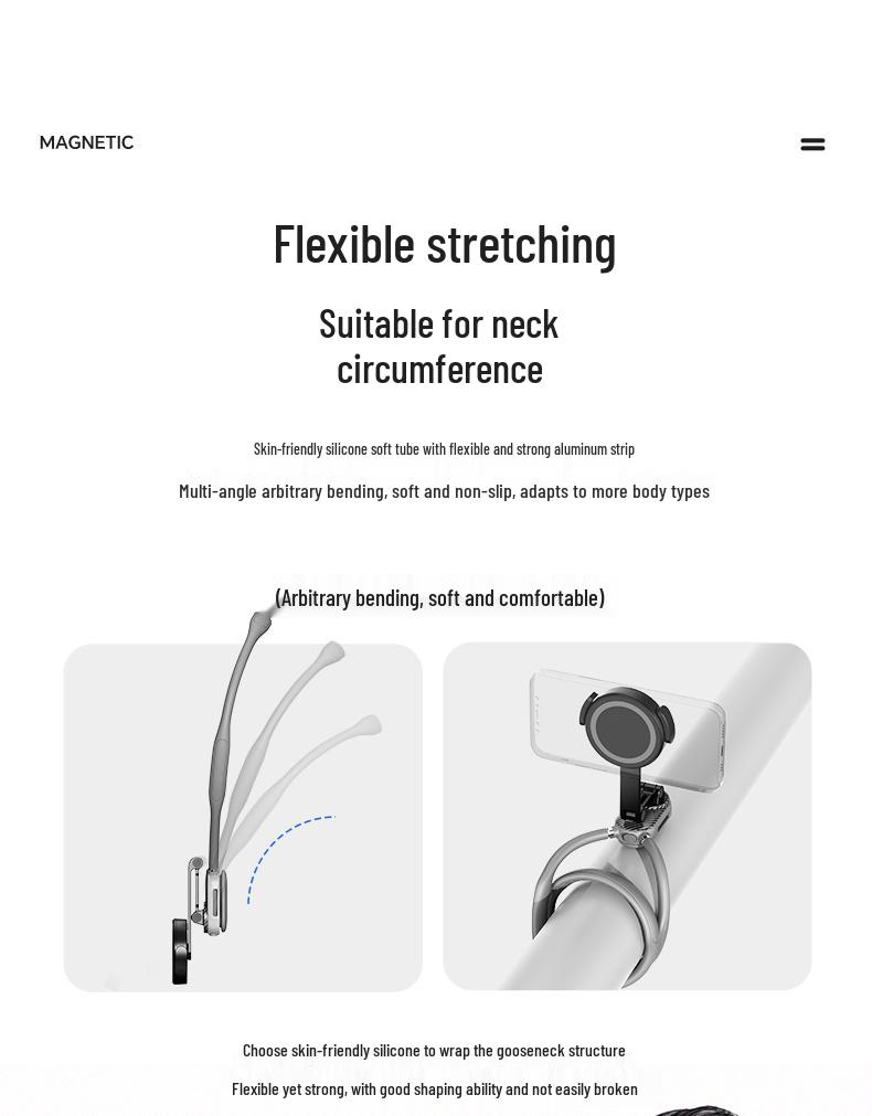 Magnetic Phone Neck Holder for Live Streaming: Shockproof, Anti-shake, Chest Mount for Cycling, First-Person View Shooting