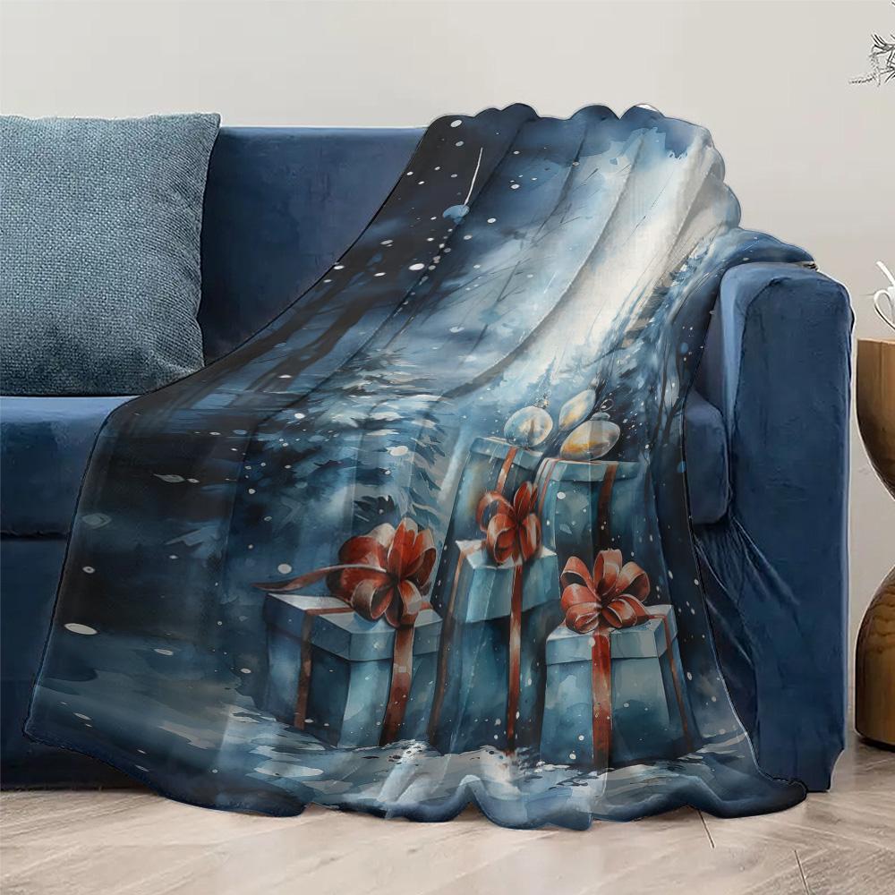 Tuniu Winter Christmas Gift Box Fleece Blanket Sofa Bed Throw Warm Cozy Decorative Throw Blanket