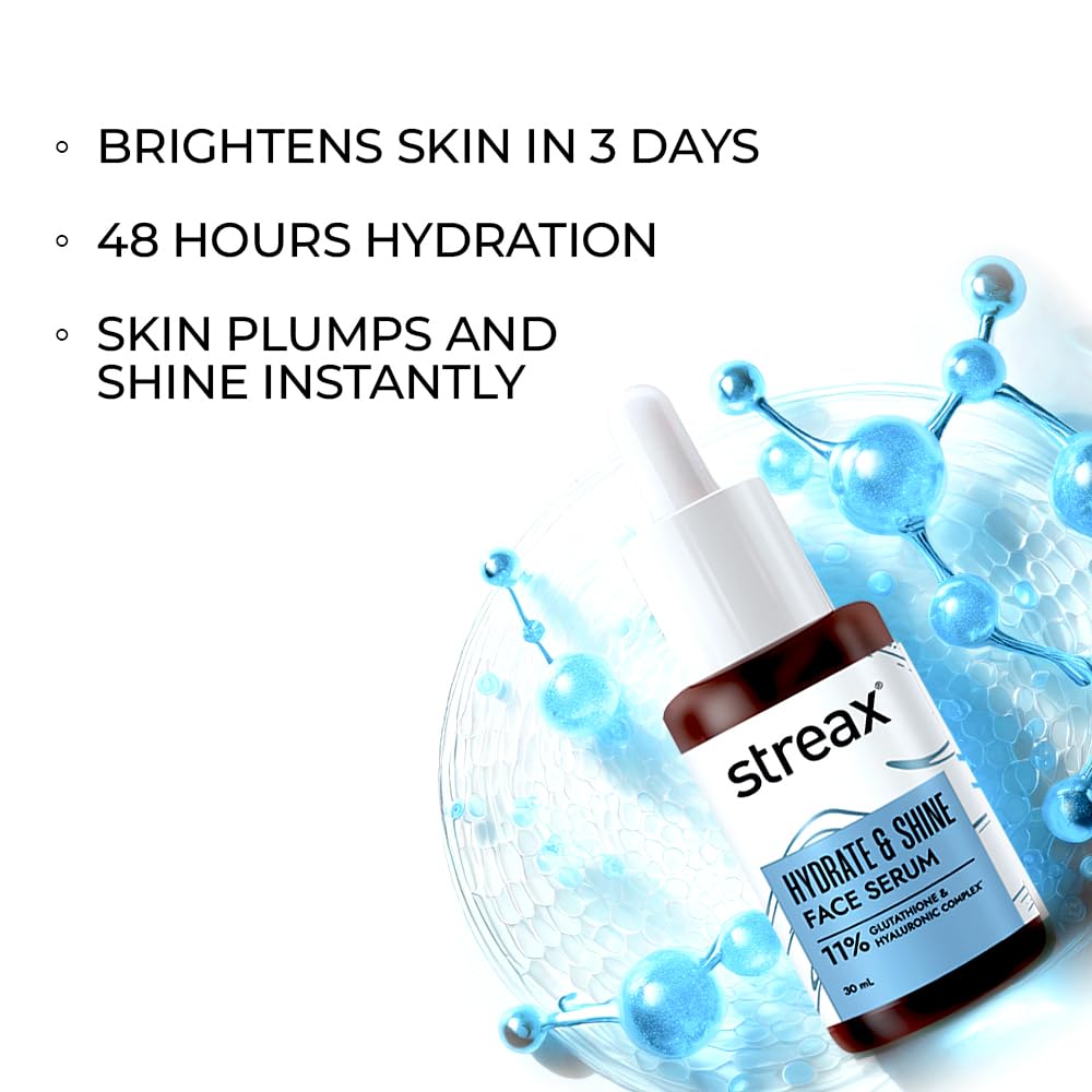 Streax Serum Hydrate & Shine Face Serum 30ml for Brightening Instant Glow and 48Hr Hydration for All Skin Types