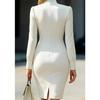 Women's High Neck Keyhole Long Sleeve Bodycon Mini Dress Elegant Party Dress
